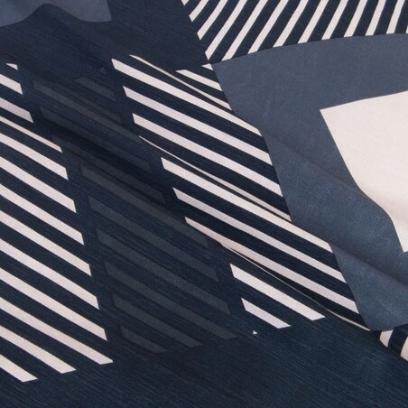 Pościel satyna bawełniana 160x200 Satynlove granatowo kremowy geometryczny wzór