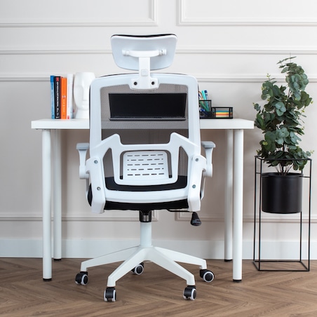 Krzesło biurowe fotel obrotowy regulowany ergonomiczny biały