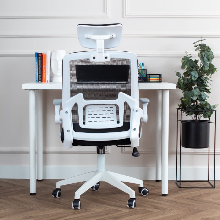 Krzesło biurowe fotel obrotowy regulowany ergonomiczny biały