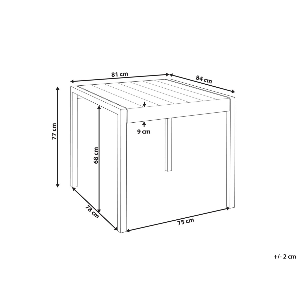 Stół ogrodowy BARTICA 81 cm 84 cm Czarny