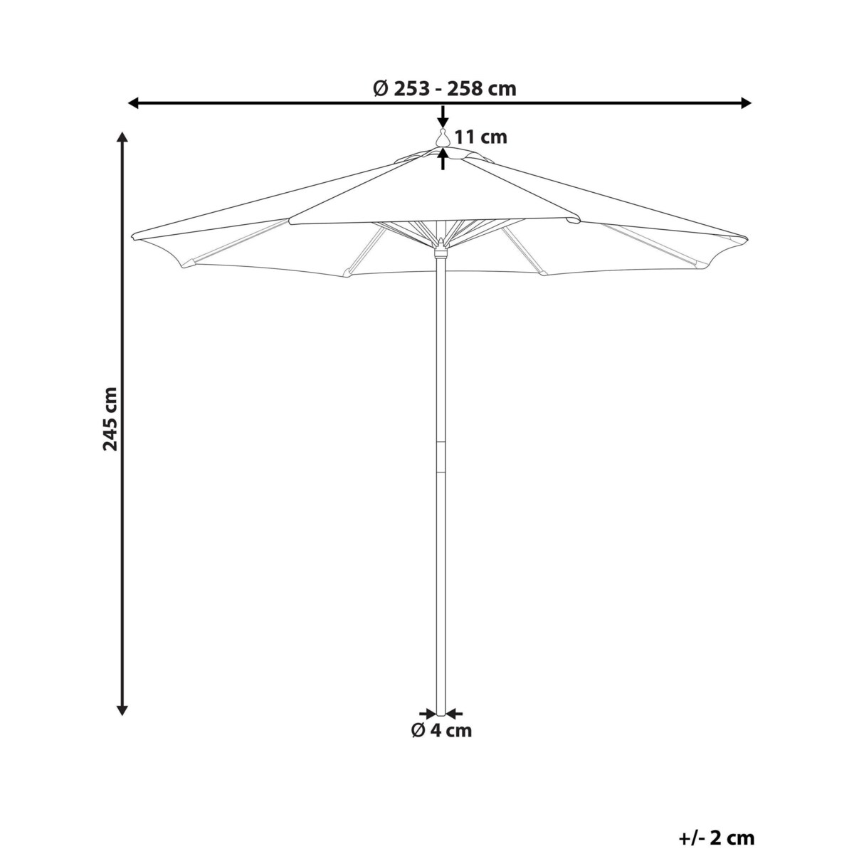 Parasol ogrodowy 260 cm FERENTILLO Czarny