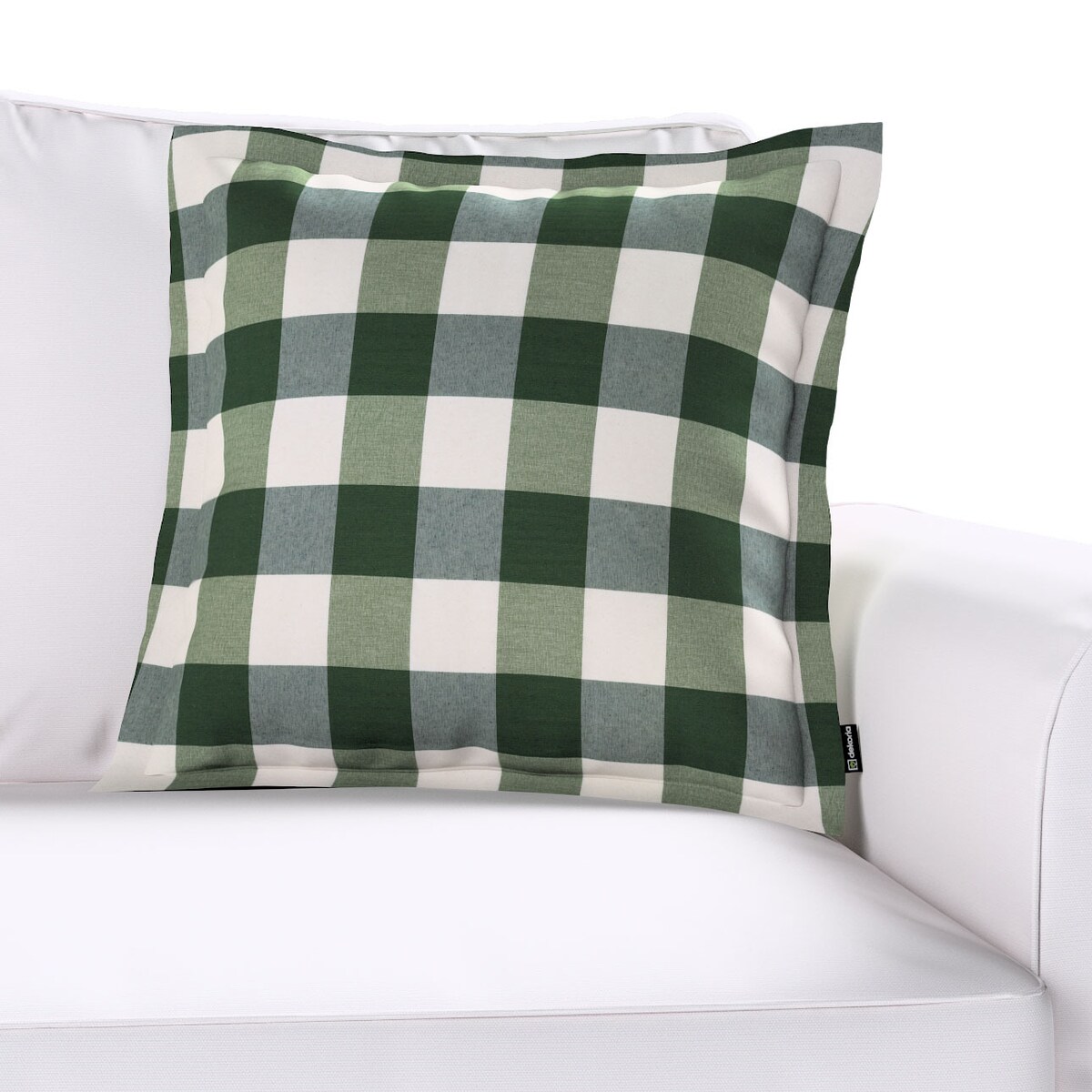 Poszewka Mona na poduszkę 45x45 zielono-biała krata (5,5x5,5cm)