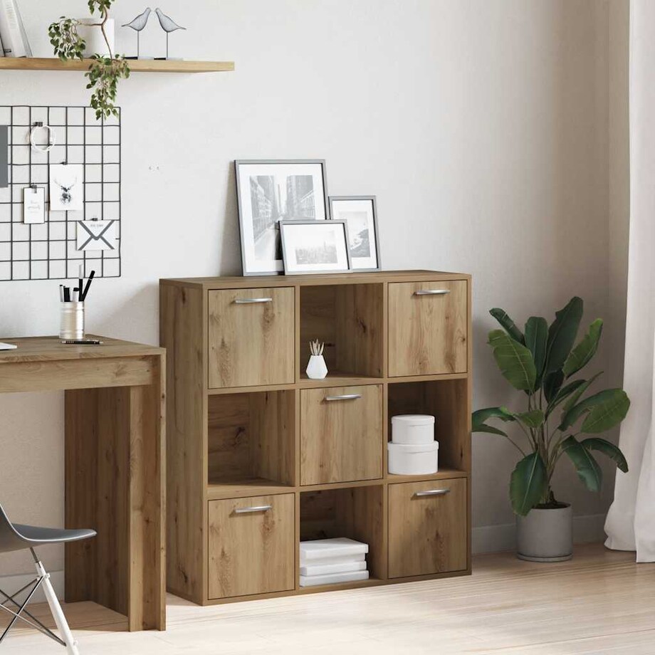 vidaXL Regał, dąb artisan, 90x28x90 cm, materiał drewnopochodny