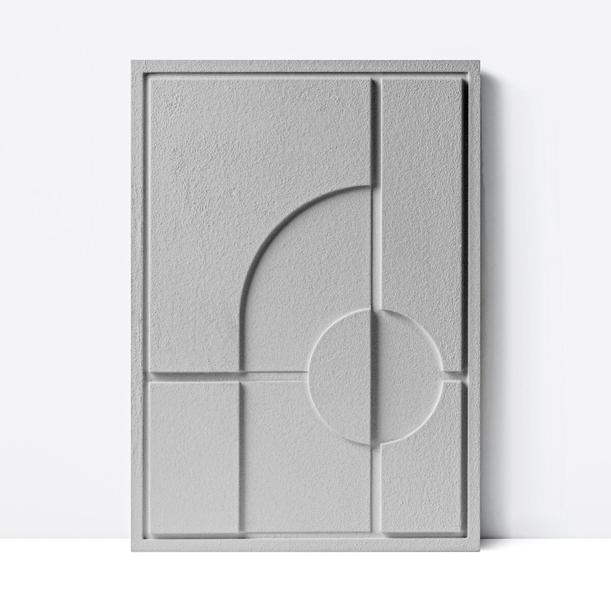 Obraz 3D 35x50cm Geometric I – Dekoracja Ścienna z Tynku Naturalnego, Milky Grey Minimalistyczny Relief