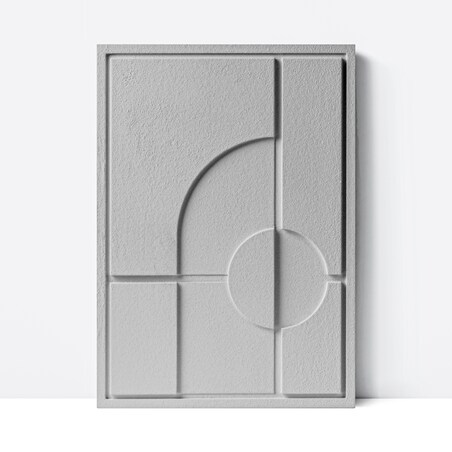 Obraz 3D 35x50cm Geometric I – Dekoracja Ścienna z Tynku Naturalnego, Milky Grey Minimalistyczny Relief