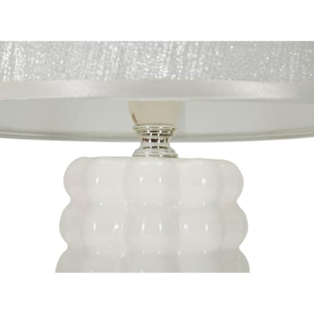 Lampa stołowa Lace, kolor biały i srebrny, ceramika, żelazo i tkanina, 23 x 23 x 33 cm, 1 x E14, do salonu i sypialni, Mauro Ferretti