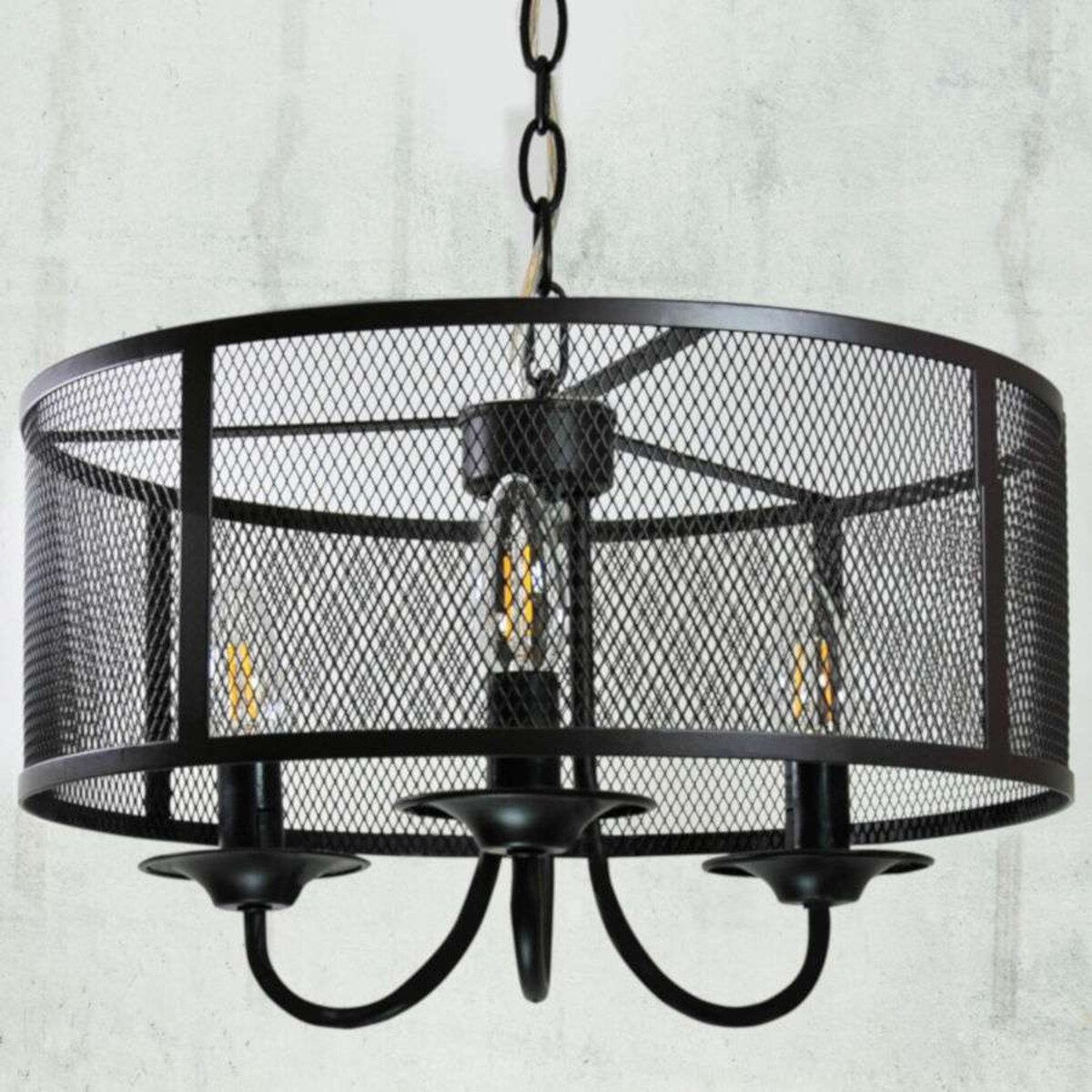 LAMPA wisząca SOHO 310866 Polux okrągła OPRAWA zwis na łańcuchu siatka loft czarna