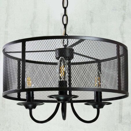 LAMPA wisząca SOHO 310866 Polux okrągła OPRAWA zwis na łańcuchu siatka loft czarna