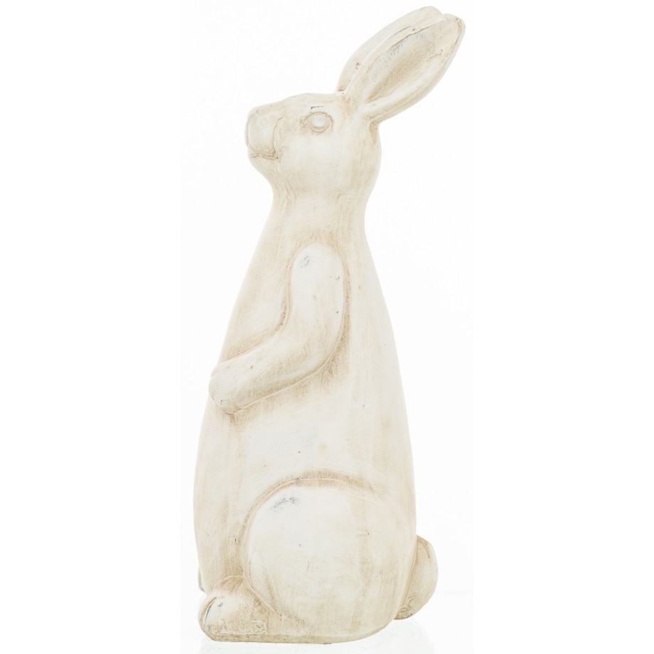 Dekoracja - beżowa ceramiczna figurka królika 31.5x13x13 cm