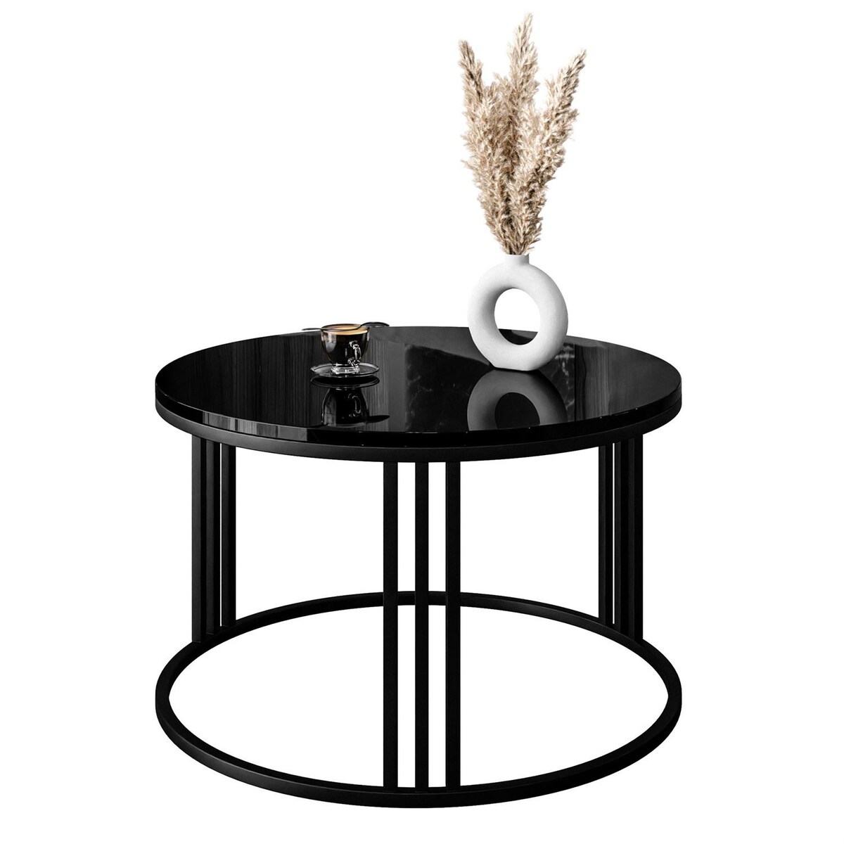 Okrągły stolik kawowy LORI czarny połysk