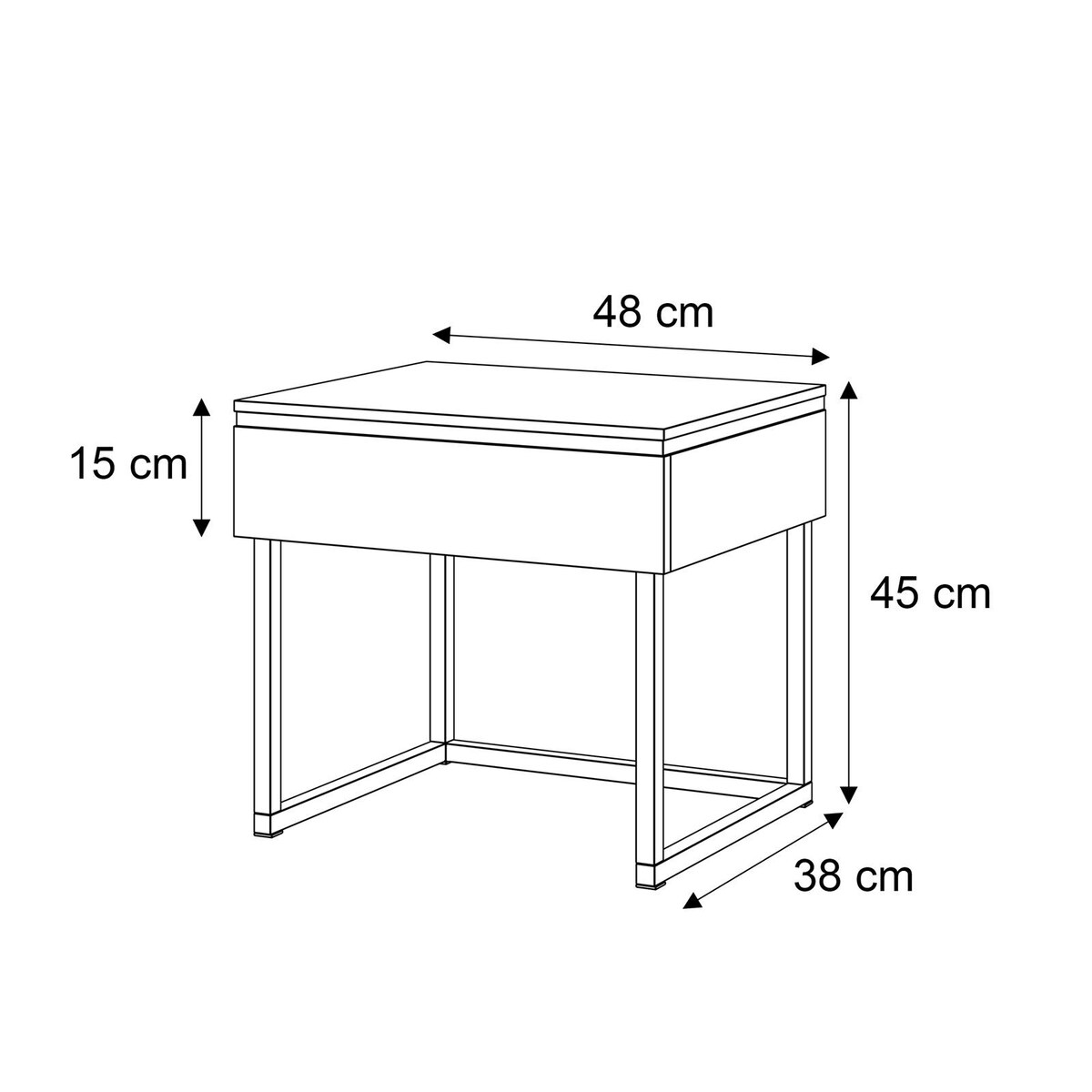 Stolik nocny AURORA na złotym stelażu biały połysk