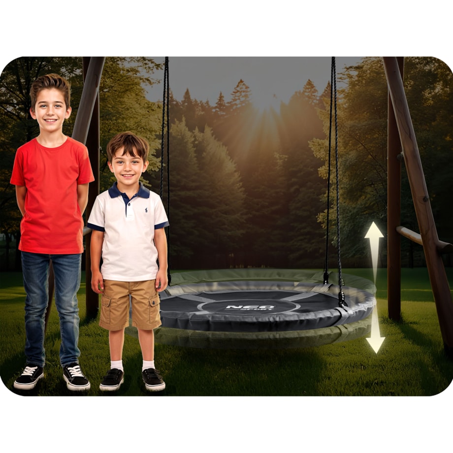 Huśtawka ogrodowa Neo-Sport Swingo bocianie gniazdo fotel wiszący 110 cm czarno-szara