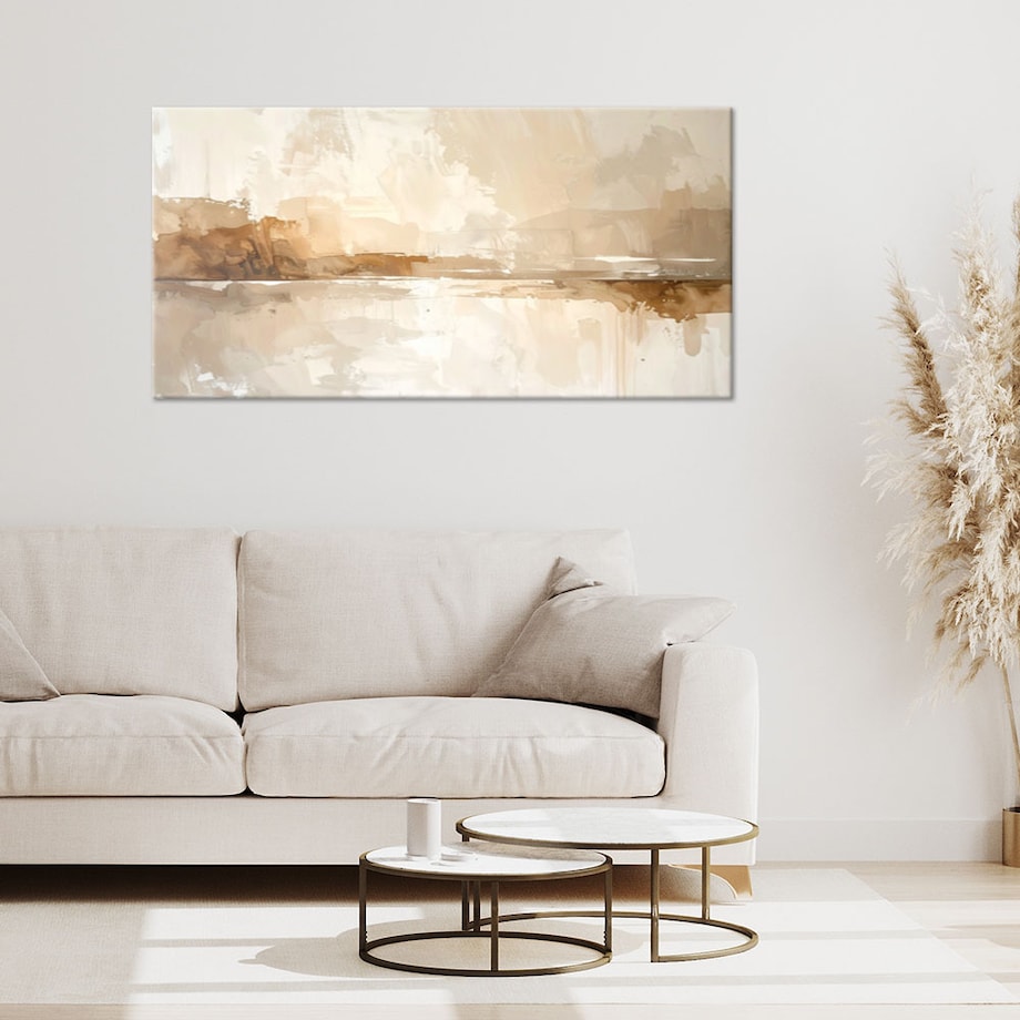 Obraz do salonu sypialni biura spa, Nowoczesna Pastelowa Abstrakcja w kolorach beżu 100x50 cm