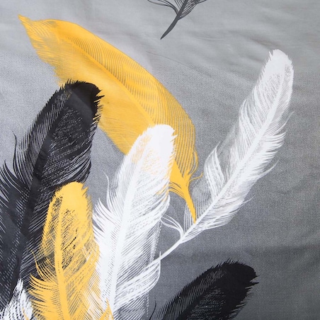 Pościel satyna bawełniana 220x200 Fevola białe i złote pióra na szarym tle, Satynlove