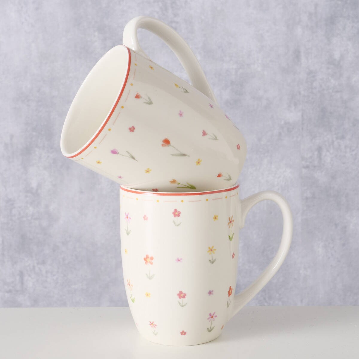 Kubek porcelanowy w kwiaty BLÜMI, 350 ml