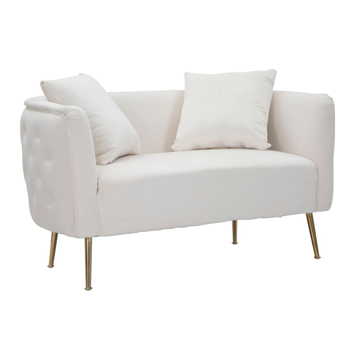 Sofa Bucarest, kolor kremowy i złoty, tkanina, sklejka i metal, 127 x 74 x 73 cm, do salonu, Mauro Ferretti