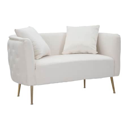 Sofa Bucarest, kolor kremowy i złoty, tkanina, sklejka i metal, 127 x 74 x 73 cm, do salonu, Mauro Ferretti