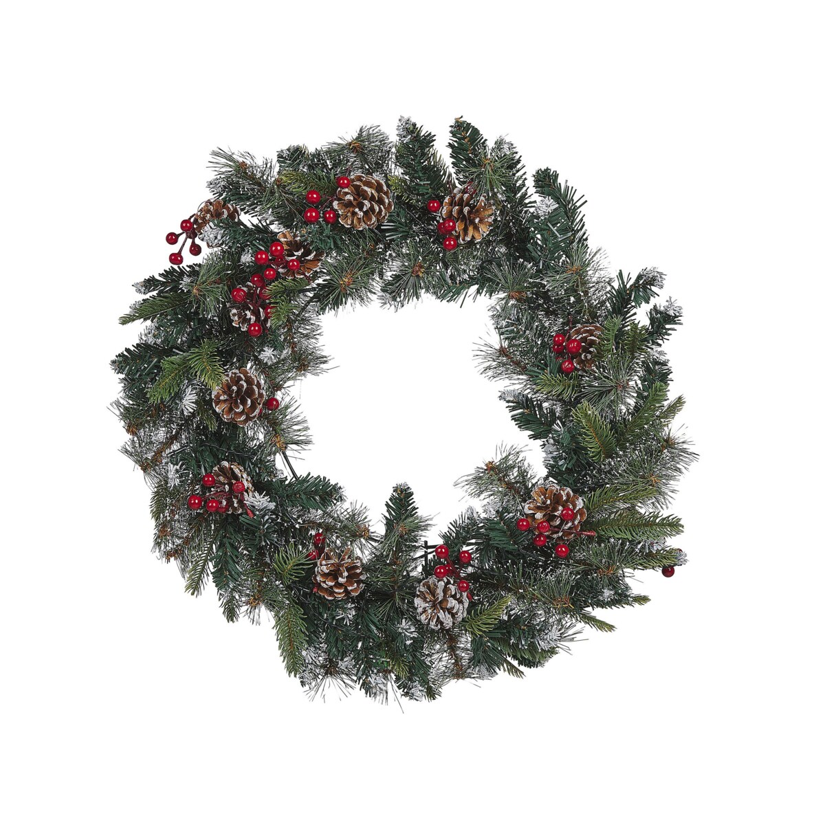 Ośnieżony wianek świąteczny LED 60 cm zielony PAIMIO