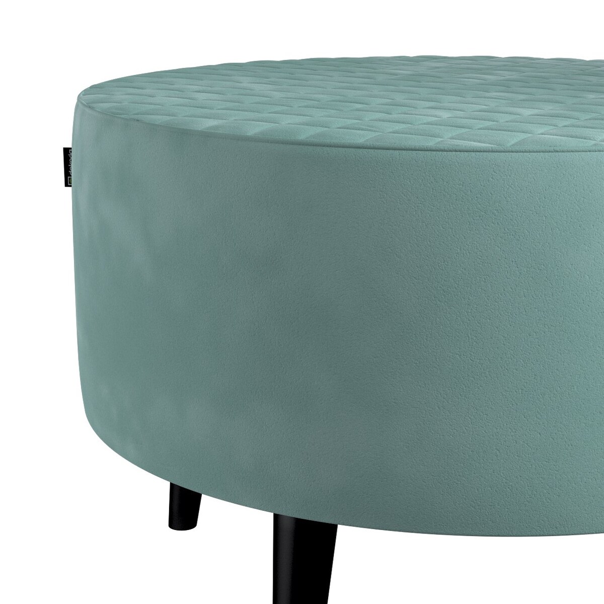 Podnóżek okrągły pikowany, szara mięta, Ø60 x 40 cm, Velvet