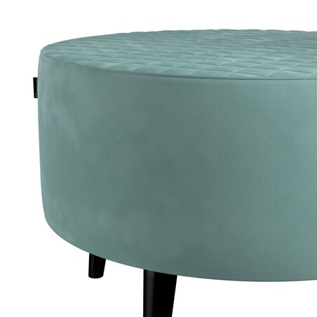 Podnóżek okrągły pikowany, szara mięta, Ø60 x 40 cm, Velvet