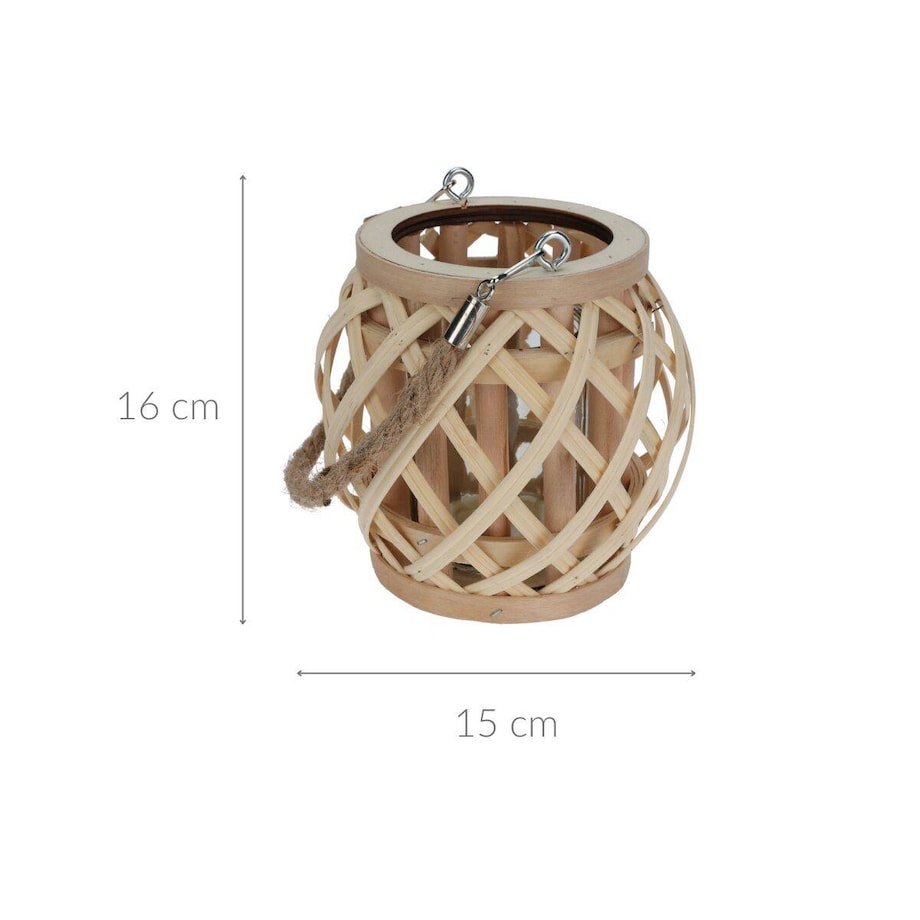 Bambusowy lampion z jutowych uchwytem, naturalny