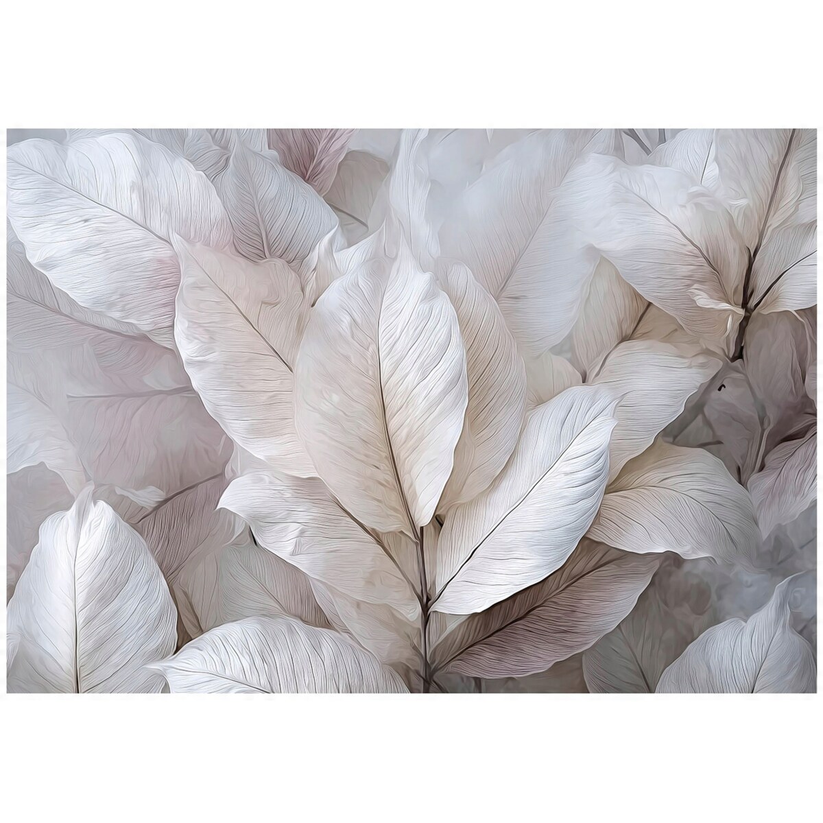 Fototapeta Do Sypialni Salonu Na Flizelinie Liście 3D Szary 350x250