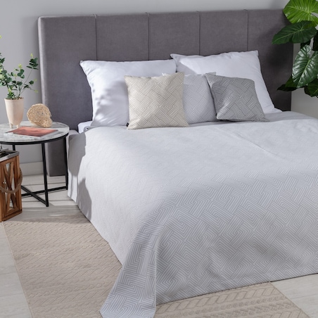 Pled narzuta 220x260cm 220x260 szaro-białe wzory geometryczne