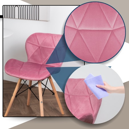 Krzesło Tapicerowane Welurowe Do Jadalni Salonu Pikowane Skandynawskie