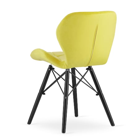 Krzesło Do Jadalni Kuchni Salonu Lago Aksamit - Żółte / Nogi Czarne X 4