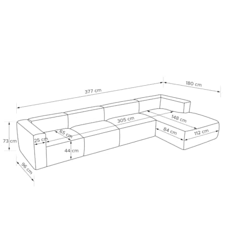 KONSIMO BUFFO Sofa narożna prawa 6-osobowa z wyjątkowo miękkim siedziskiem, kolor kremowy