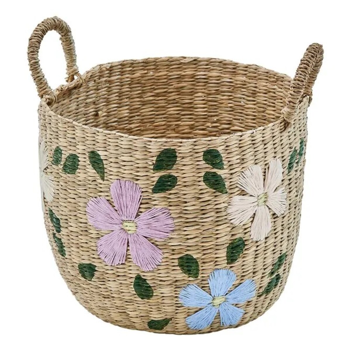 Komplet 3 koszy z trzciny ozdobione kwiatami, Sauv
