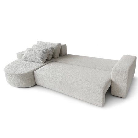 Narożnik Vello z funkcją spania do salonu, lewostronny-boucle-CatchMe szary
