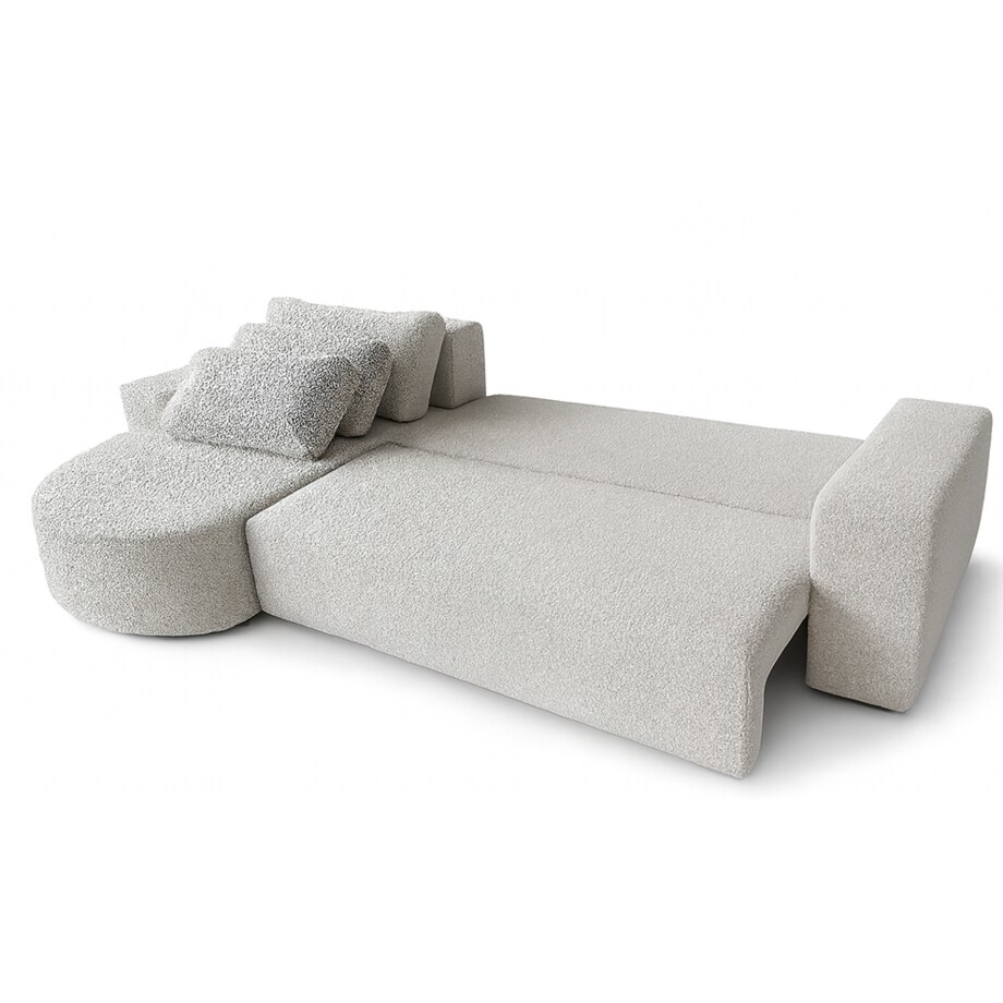 Narożnik Vello z funkcją spania do salonu, lewostronny-boucle-CatchMe szary