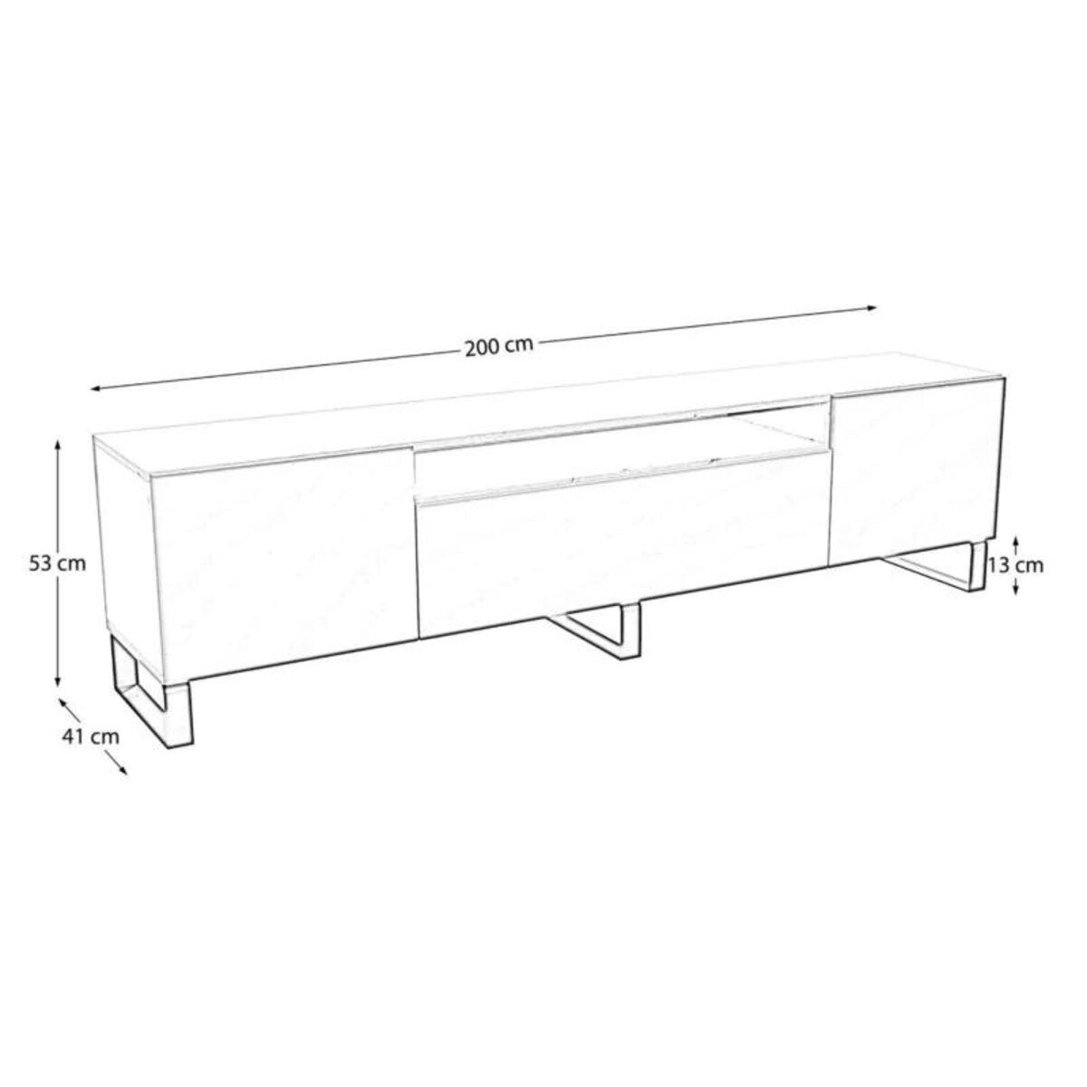 Szafka RTV MARCO na metalowych nogach, frezowane fronty-czarna-artisan
