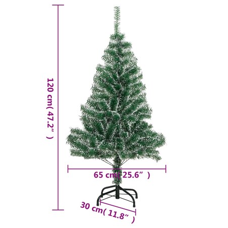 vidaXL Sztuczna choinka, ośnieżona, zielona, 120 cm
