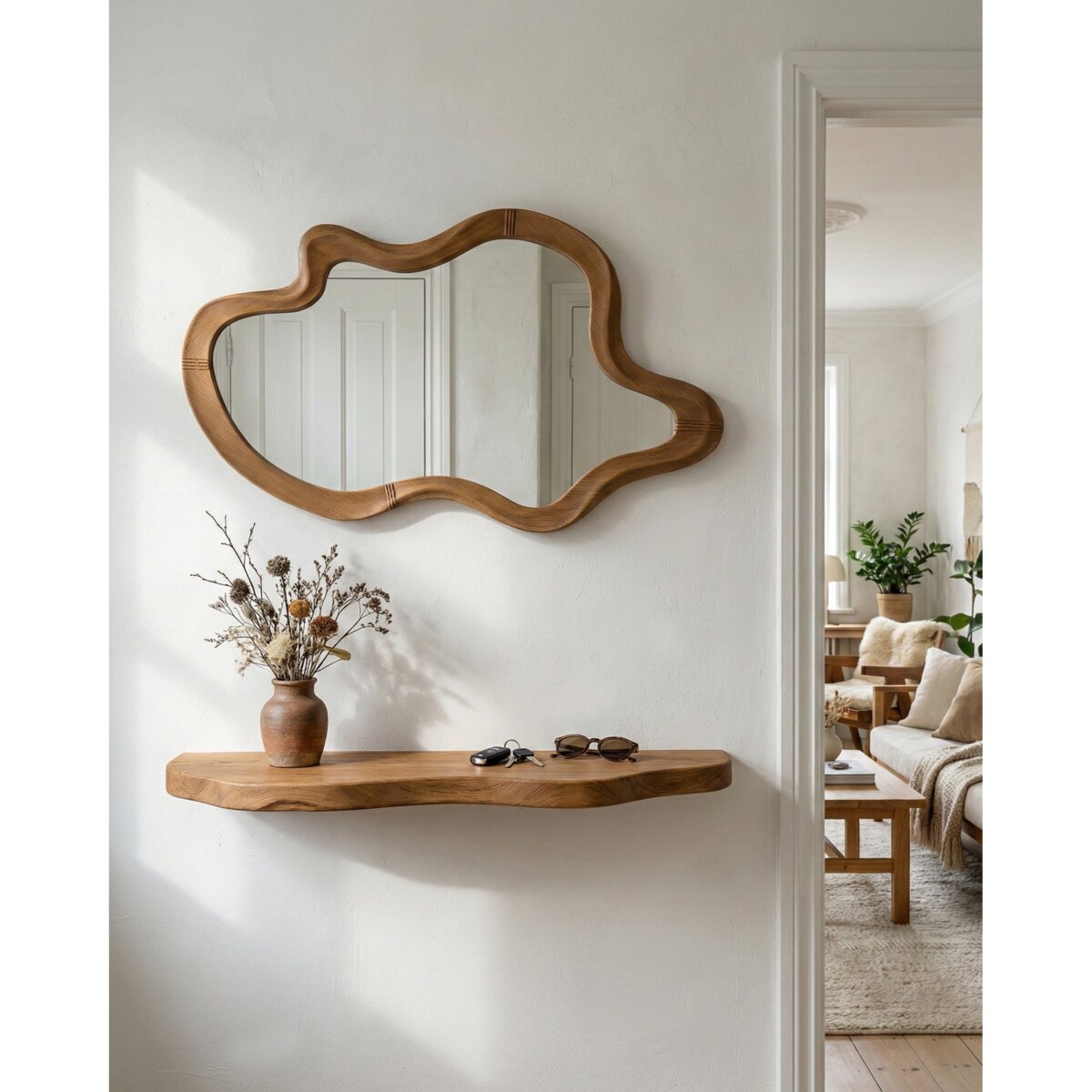 Lustro ścienne DREVANT 89 cm 52 cm Drewno sosnowe Naturalny