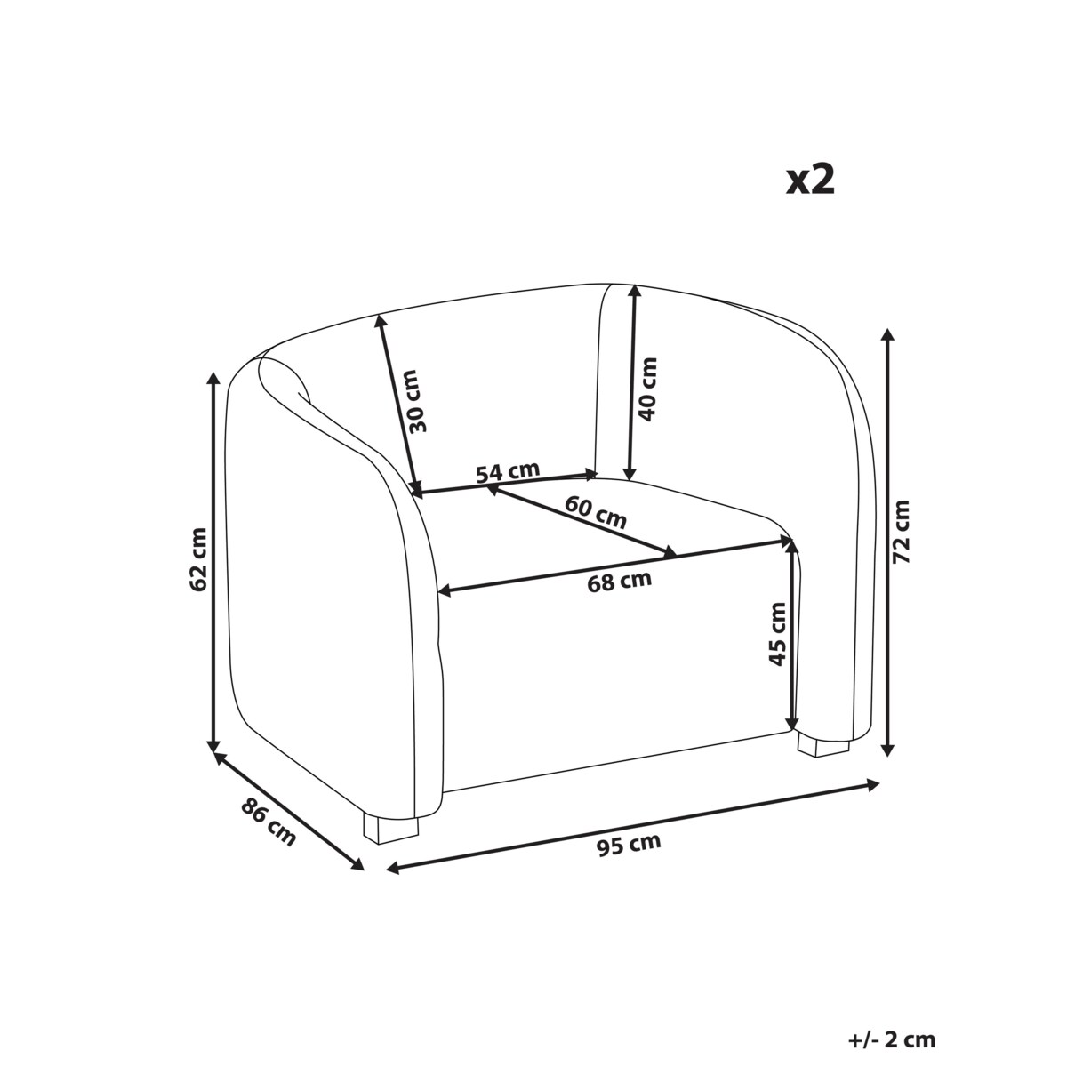 Zestaw 2 foteli VELTADA Welur Ciemnobrązowy