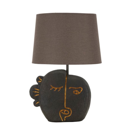 Lampa stołowa Tribal - B, kolor brązowy i złoty, żywica syntetyczna, żelazo i tkanina, 27,5 x 27,5 x 39,5 cm, 1 x E27, max. 40 W, Mauro Ferretti