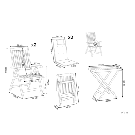 Zestaw mebli balkonowych JAVA PREMIUIM Drewno akacjowe Zielony