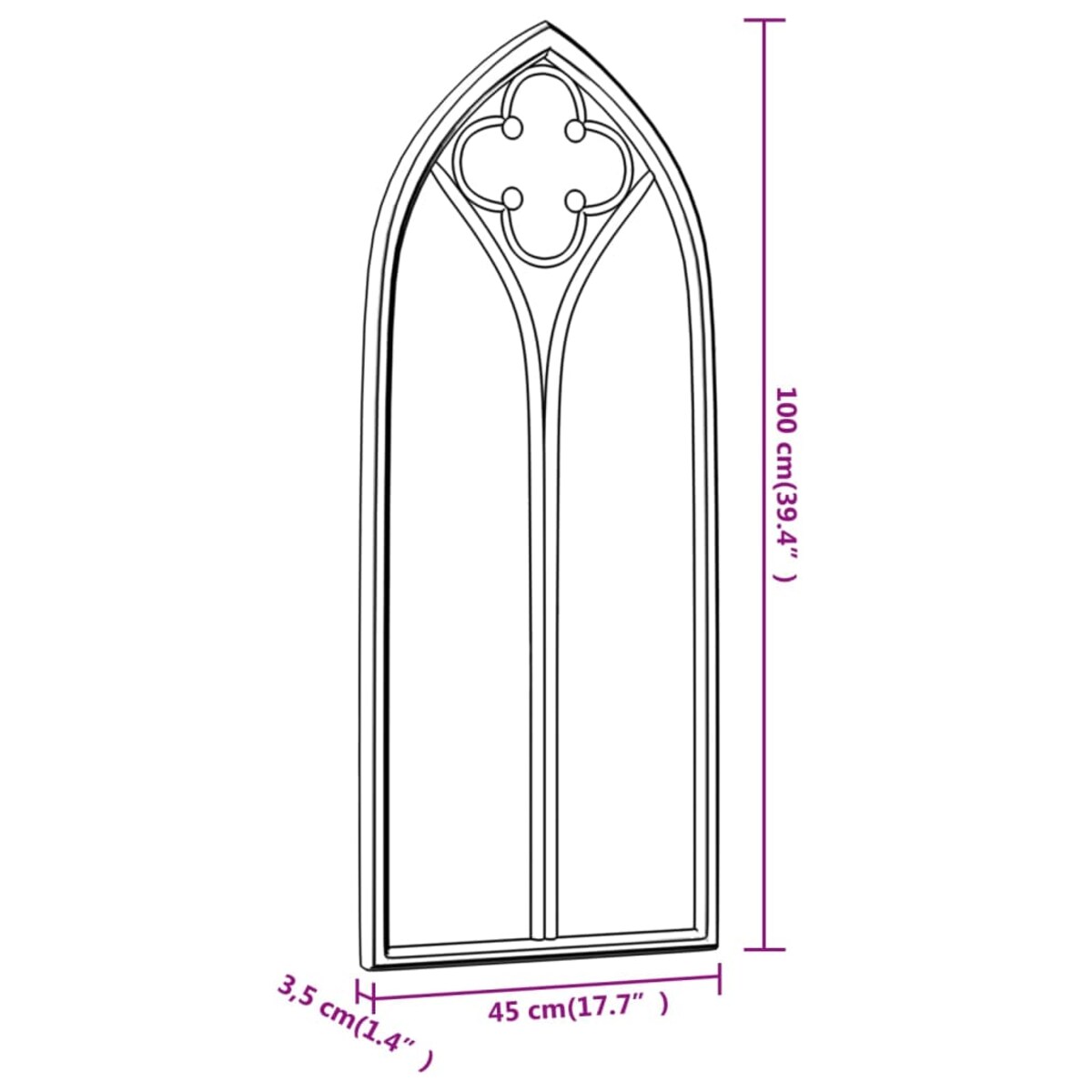 vidaXL Lustro ogrodowe, piaskowe, 100x45 cm, żelazne