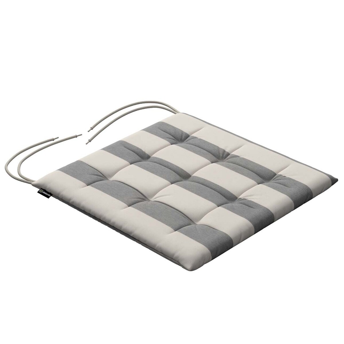 Poduszka na krzesło Karol, biało-szare pionowe pasy (5,5cm), 40 x 40 x 3,5 cm, Quadro