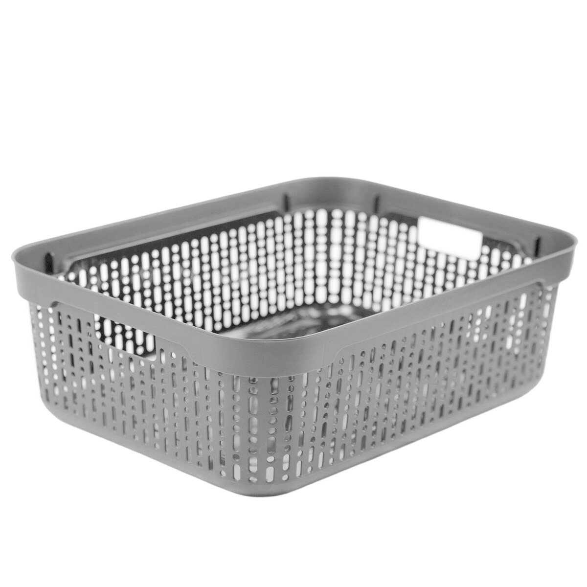 Koszyk Koszyczek Ażurowy XL Plastikowy Na Kosmetyki Do Łazienki Pojemnik Z Pokrywką Zamykany Z Dziurkami Jasnoszary