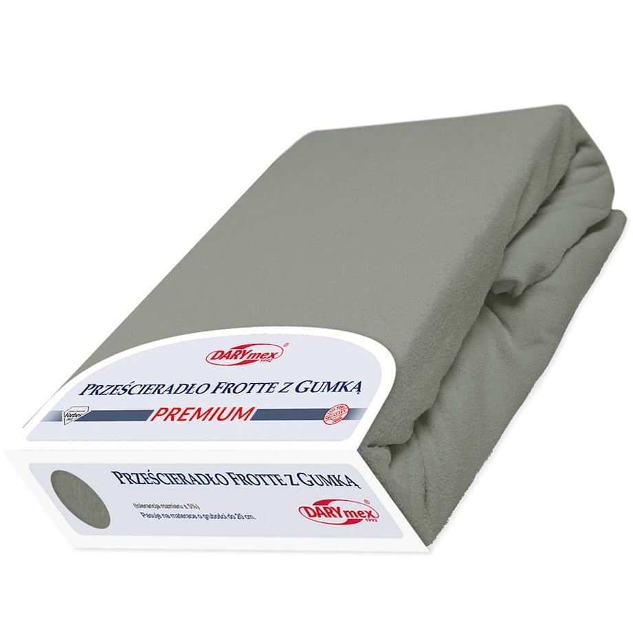 Prześcieradło z bawełny frotte z gumką 200x220 kolor szary PREMIUM