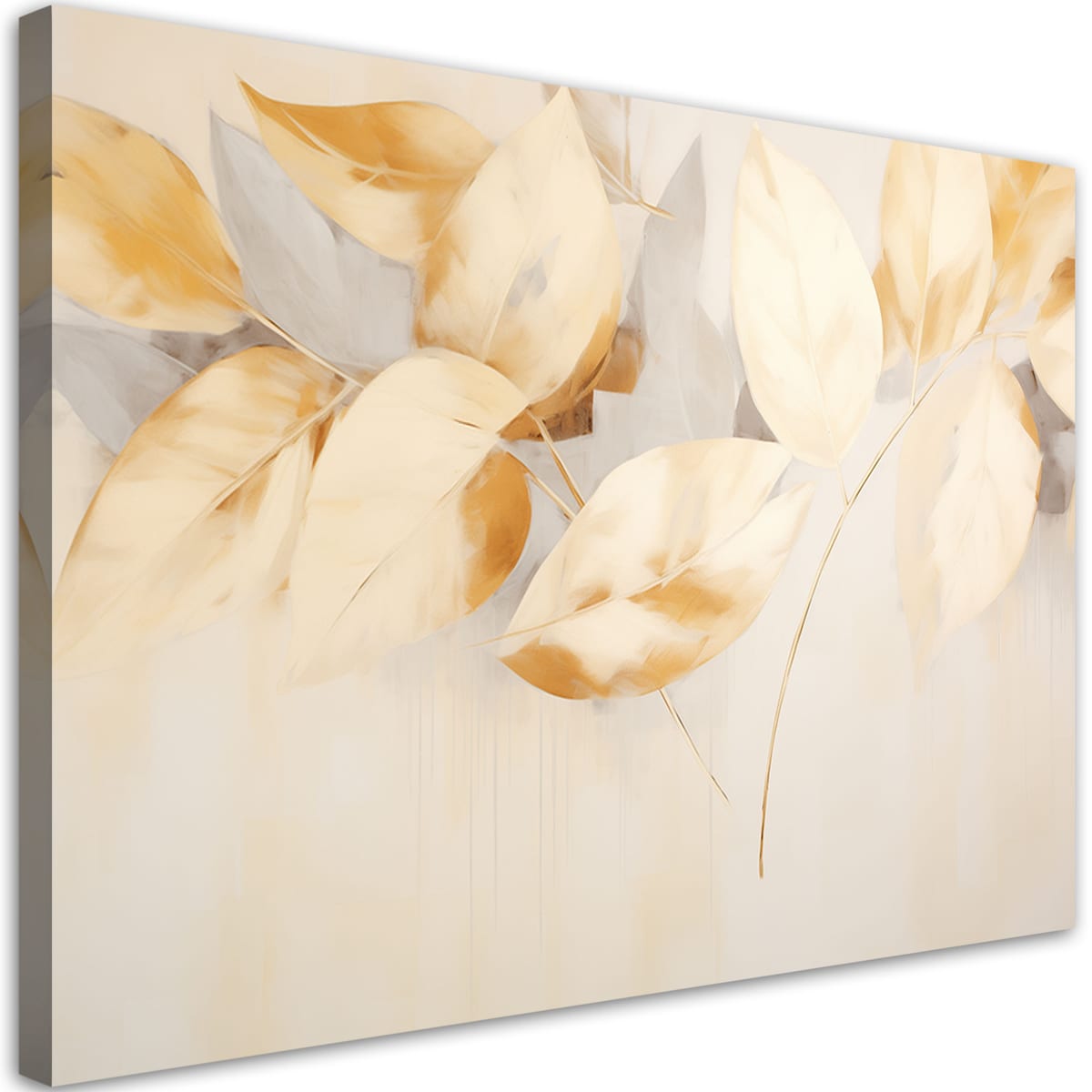 Obraz na płótnie do salonu sypialni kuchni biura Beżowo żółte liście gałązki scandi boho 120x80