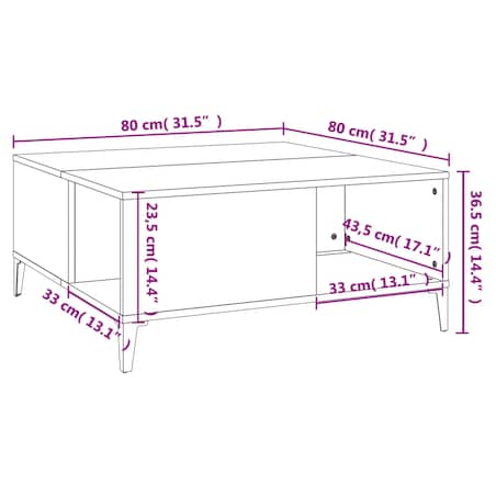vidaXL Stolik kawowy, biały 80x80x36,5 cm, materiał drewnopochodny