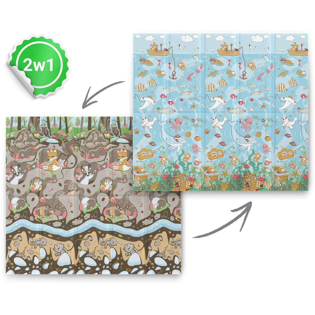 Mata piankowa edukacyjna składana dla dzieci duża 180x200 pianka xpe Nukido