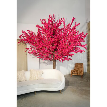 Drzewo kwitnącej wiśni z różowymi kwiatami na naturalnym pniu 300 cm x 300 cm