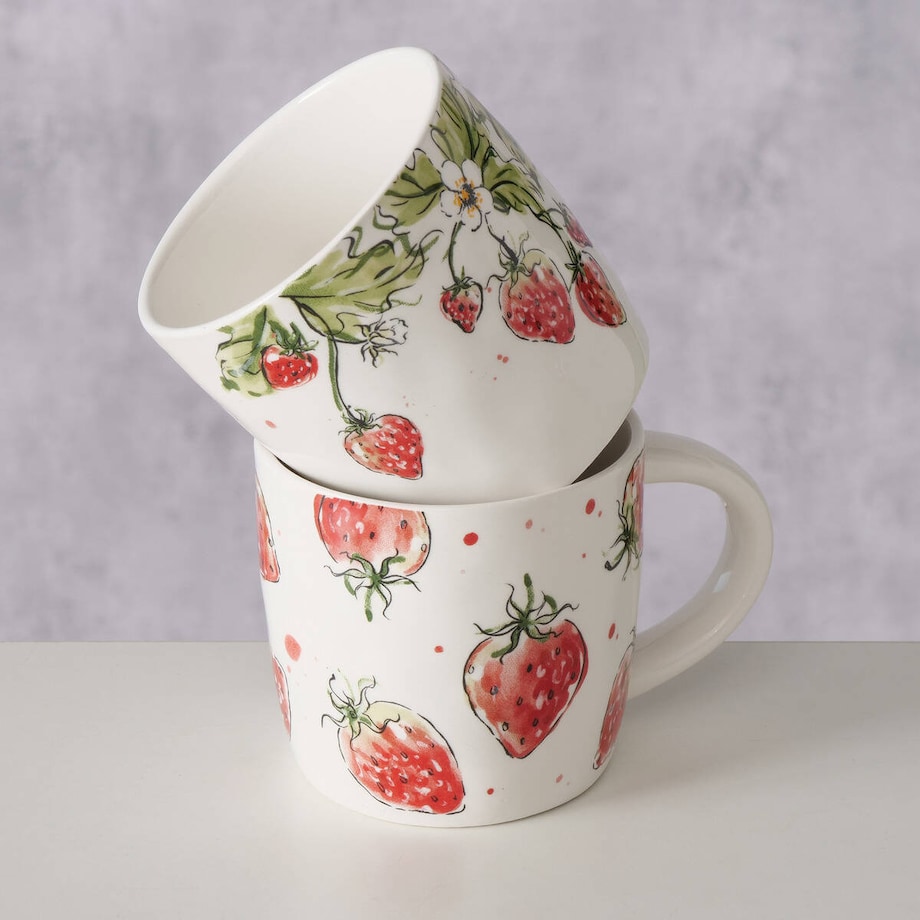 Kubek ceramiczny w truskawki STRAWBERRY, 450 ml