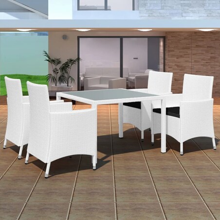 vidaXL 5-cz. zestaw mebli ogrodowych, rattan PE, kremowa biel