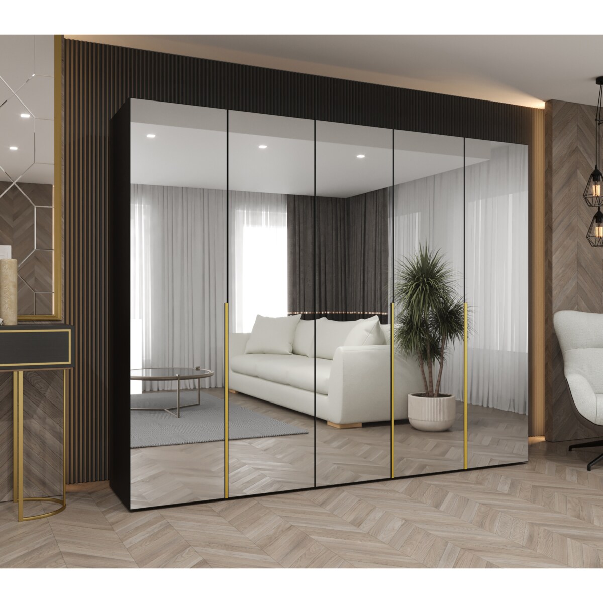 Szafa uchylna otwierana ALICANTE 3 250 wys. 202 cm Czarny + u. Złoty